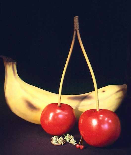 Puppenbau-Kirschen und Banane