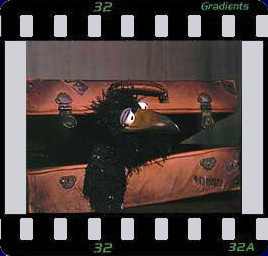 Puppenbau-Rabe Rudi im Koffer